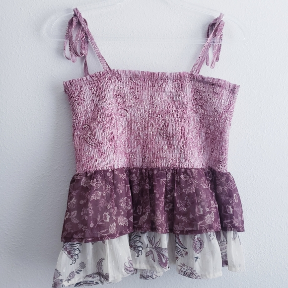 Francesca's Collections Tier Ruffle Ruched Tank Top Blouse - Picture 2 of 7